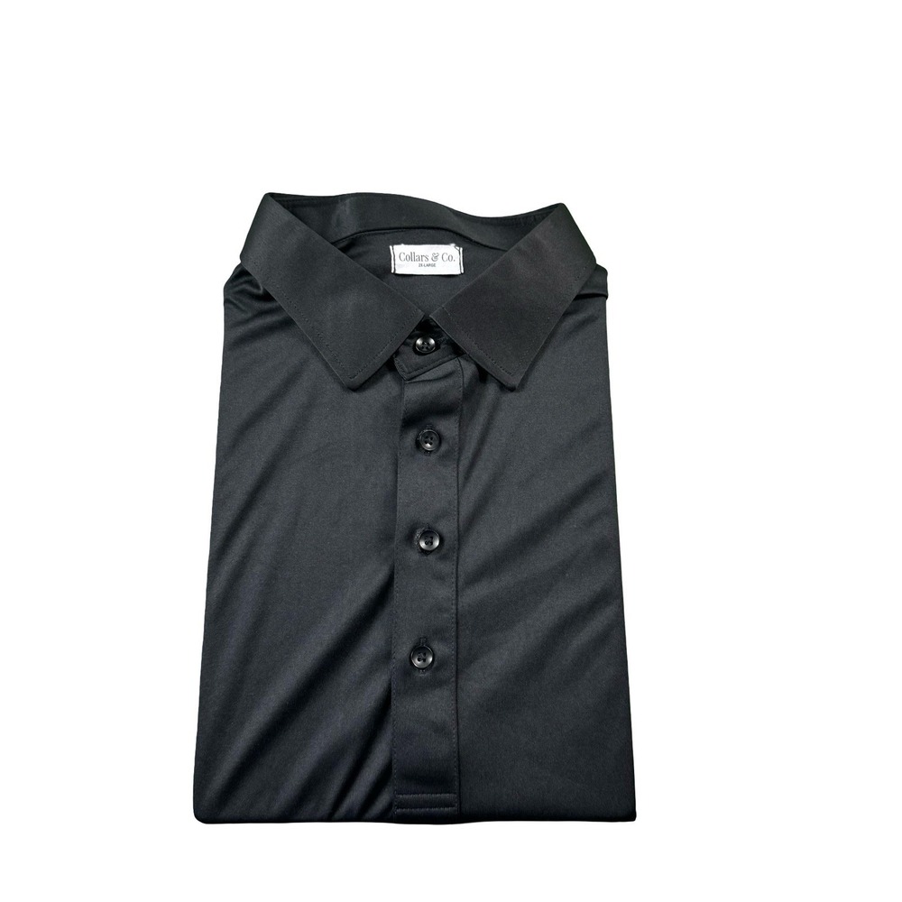 Collars & Co. Black Dress Collar Mens Polo Shirt Size 2XL XXL Solid Polyester